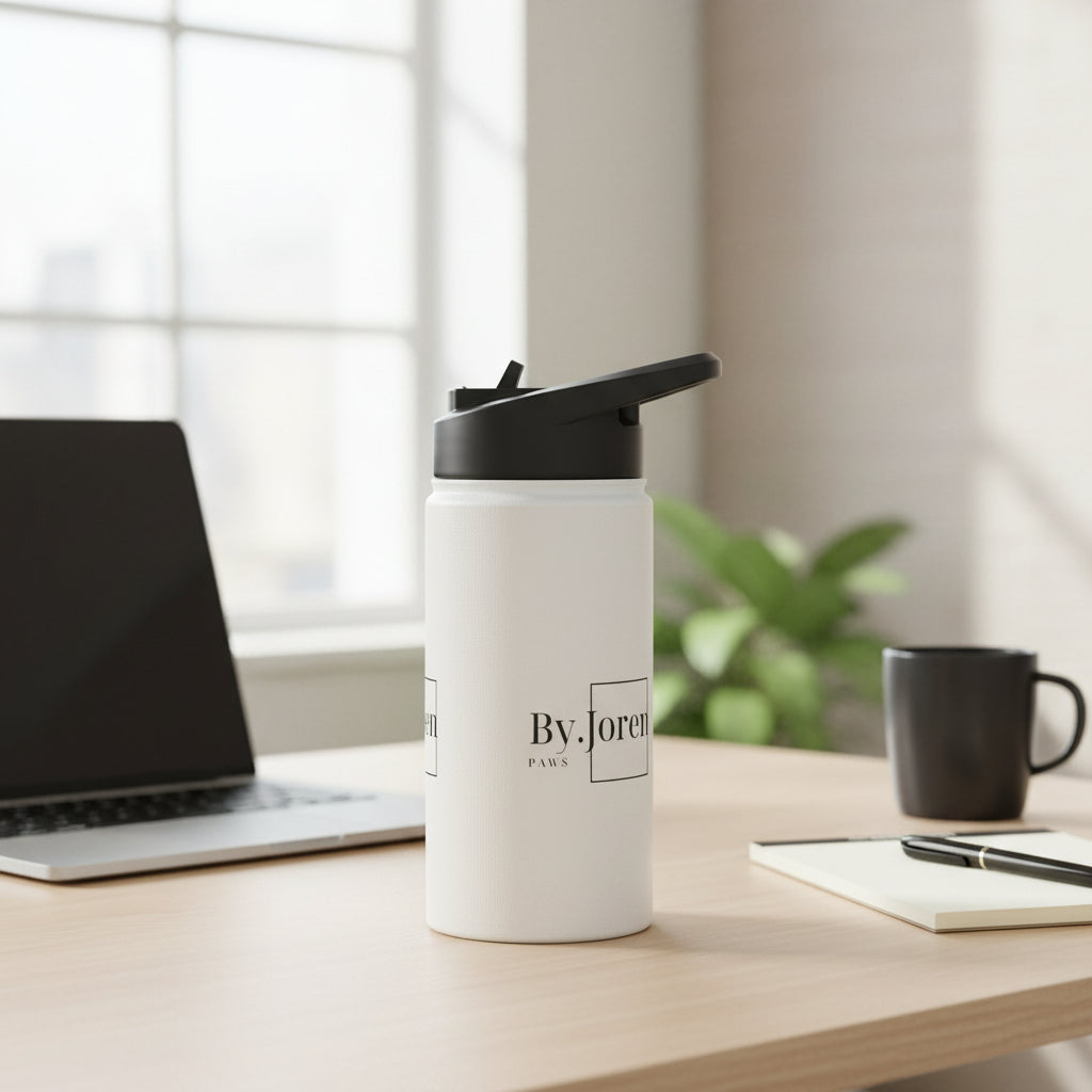 Stainless Steel Water Bottle — Minimal 'Paws| By Joren' Logo Insulated Travel Bottle