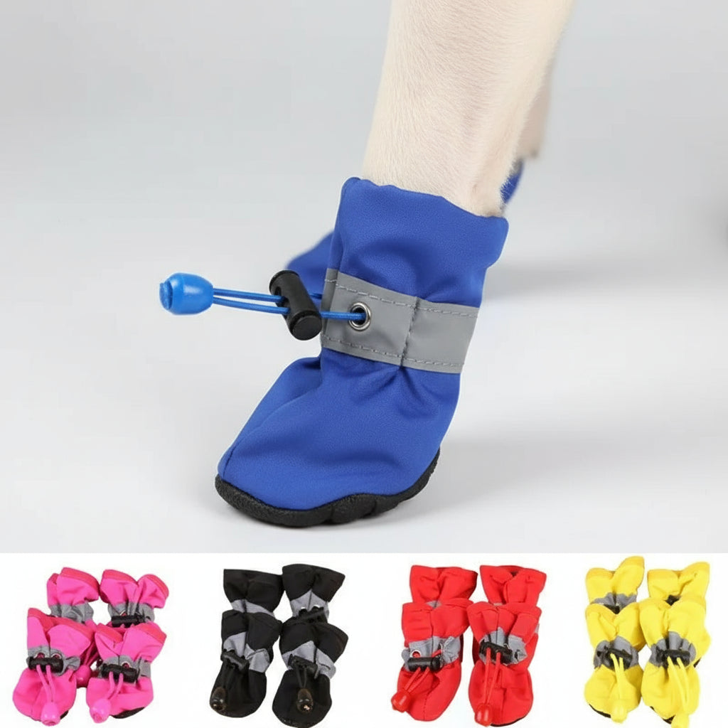 4Pcs/Set Waterproof Pet Dog Shoes Anti-Slip Rain Boots Footwear for Small Cats Dogs Puppy Dog Pet Booties Pet Paw Accessories
