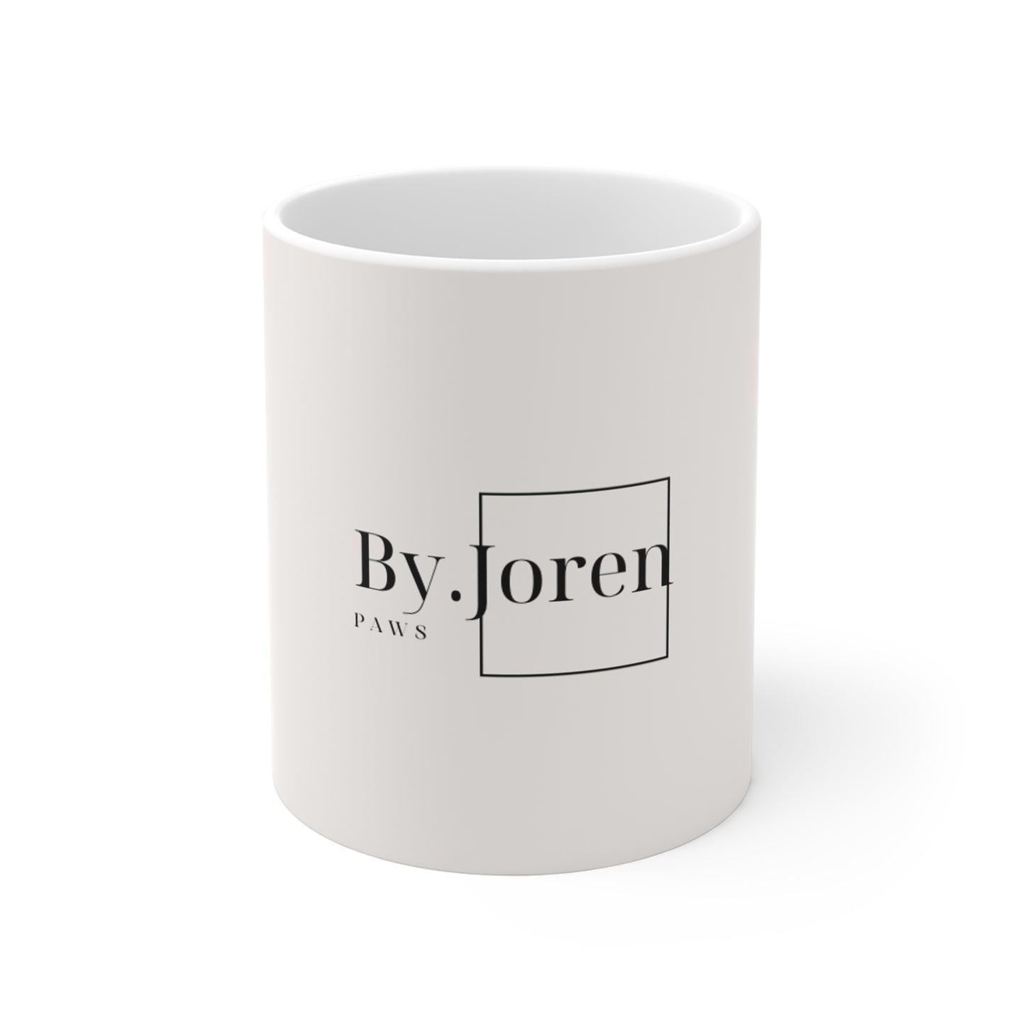 By.Joren Paws Logo Mug — Minimalist Branded Ceramic Coffee Cup (11 oz)