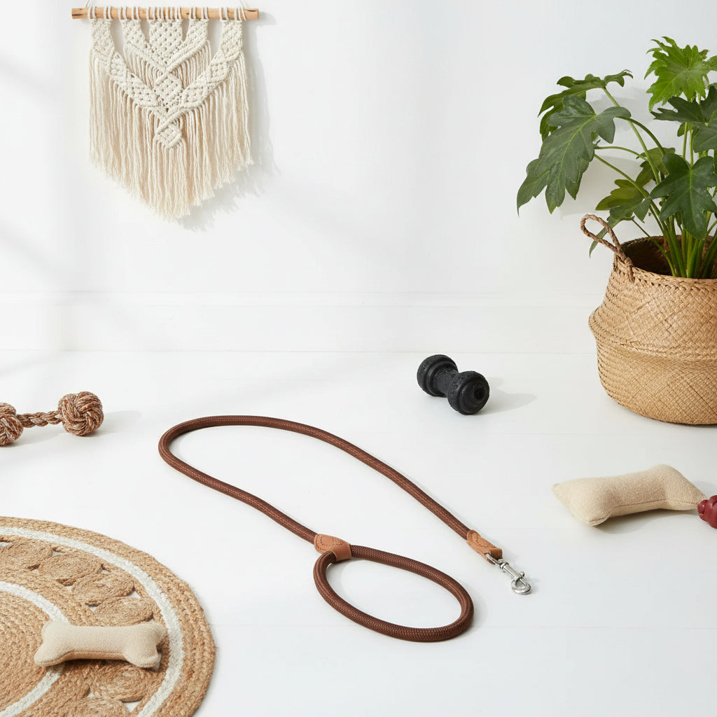 Dog Leash Slip Rope Lead Leash Heavy Duty Braided Rope Adjustable Loop Collar Training Leashes for Medium Large Dogs