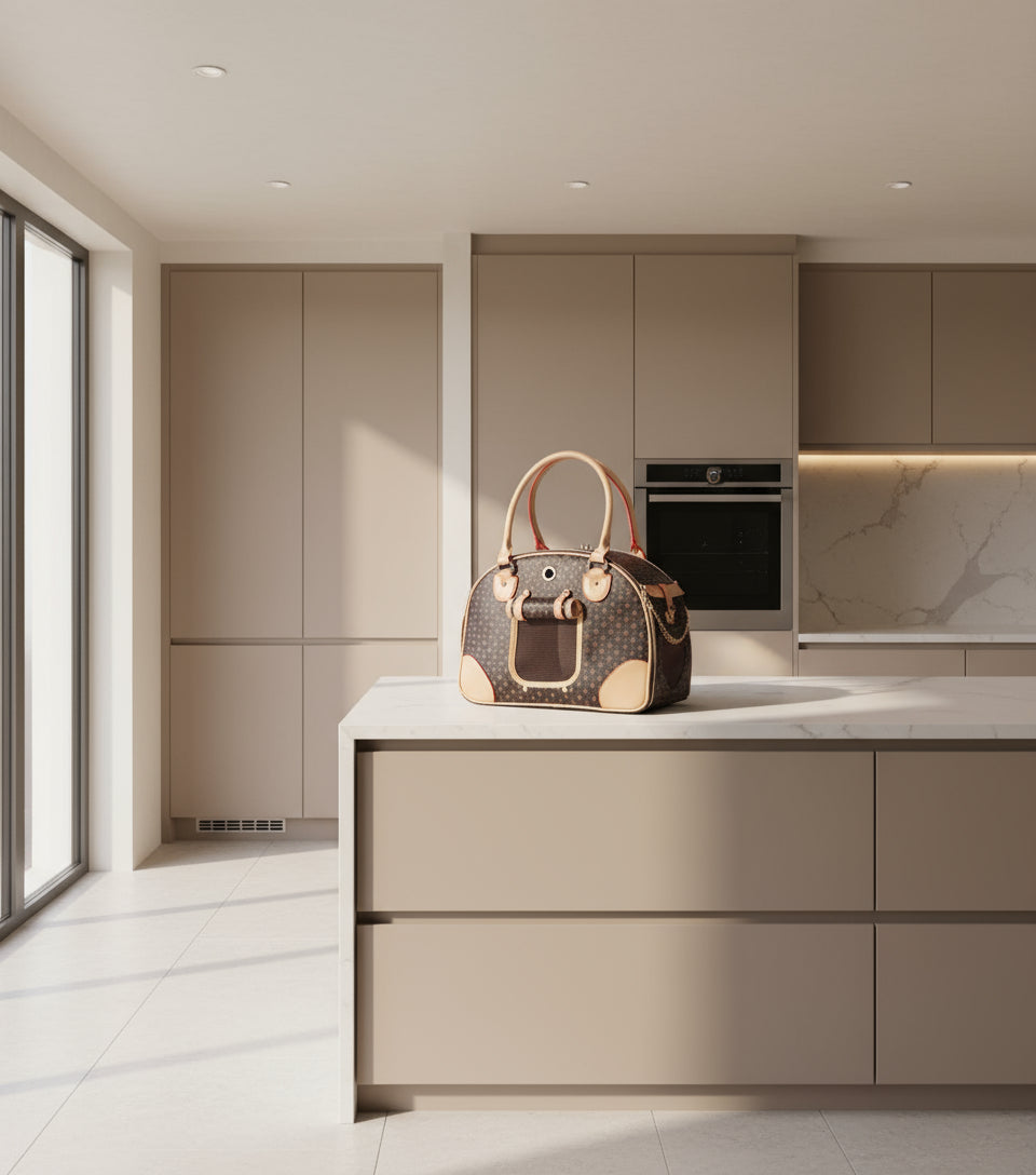 Luxury Pet Carrier, Puppy Small Dog Carrier, Cat Carrier Bag, Waterproof Premium PU Leather Carrying Handbag for Outdoor Travel Walking Hiking Shopping