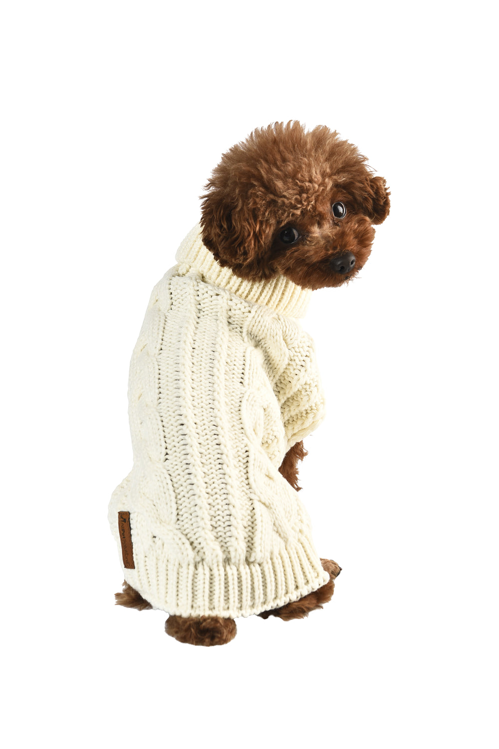 Dog Luxury Knitted Fitted Warm Jumper in Grey Brown Cream Sizes 25,35,40Cm S/M/L