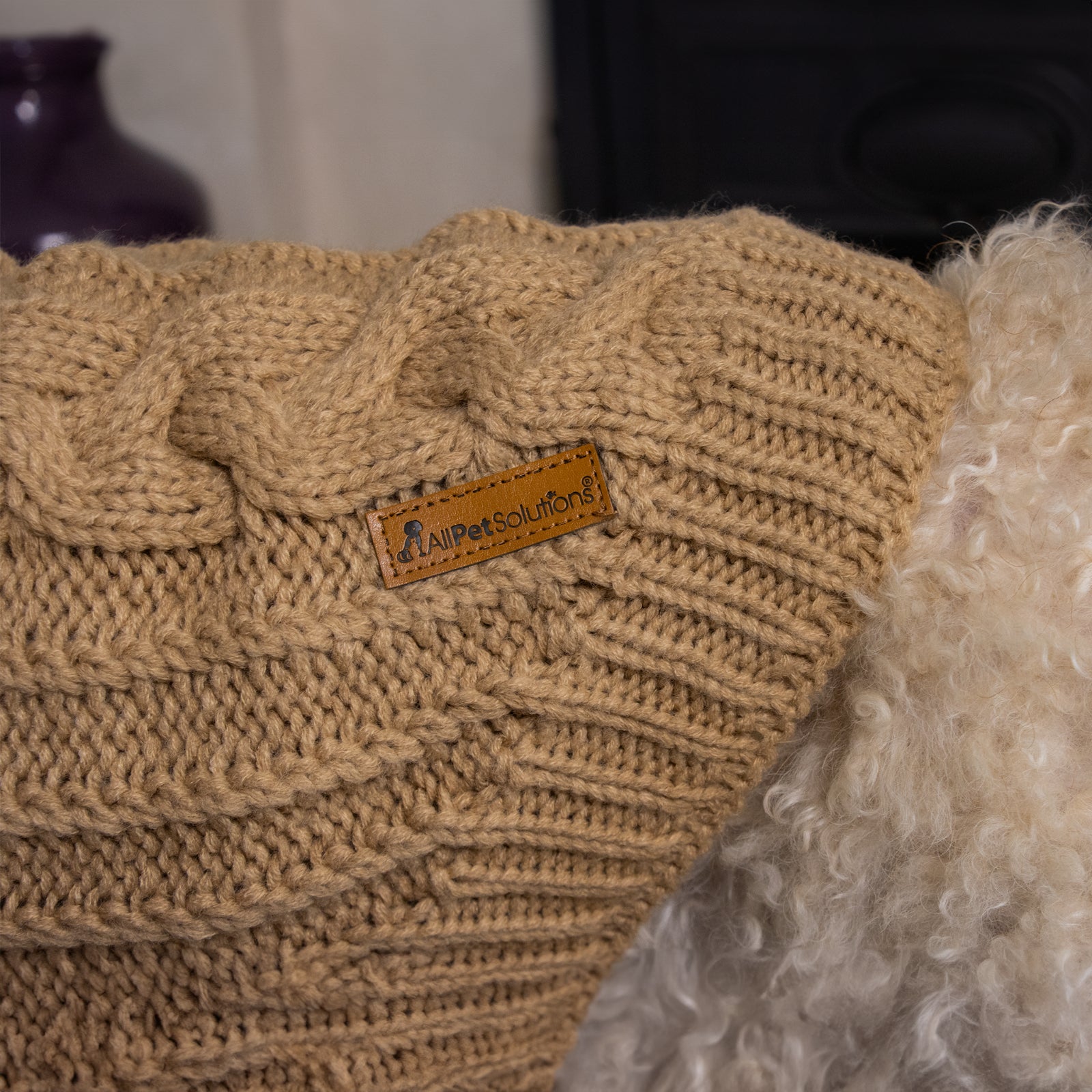 Dog Luxury Knitted Fitted Warm Jumper in Grey Brown Cream Sizes 25,35,40Cm S/M/L