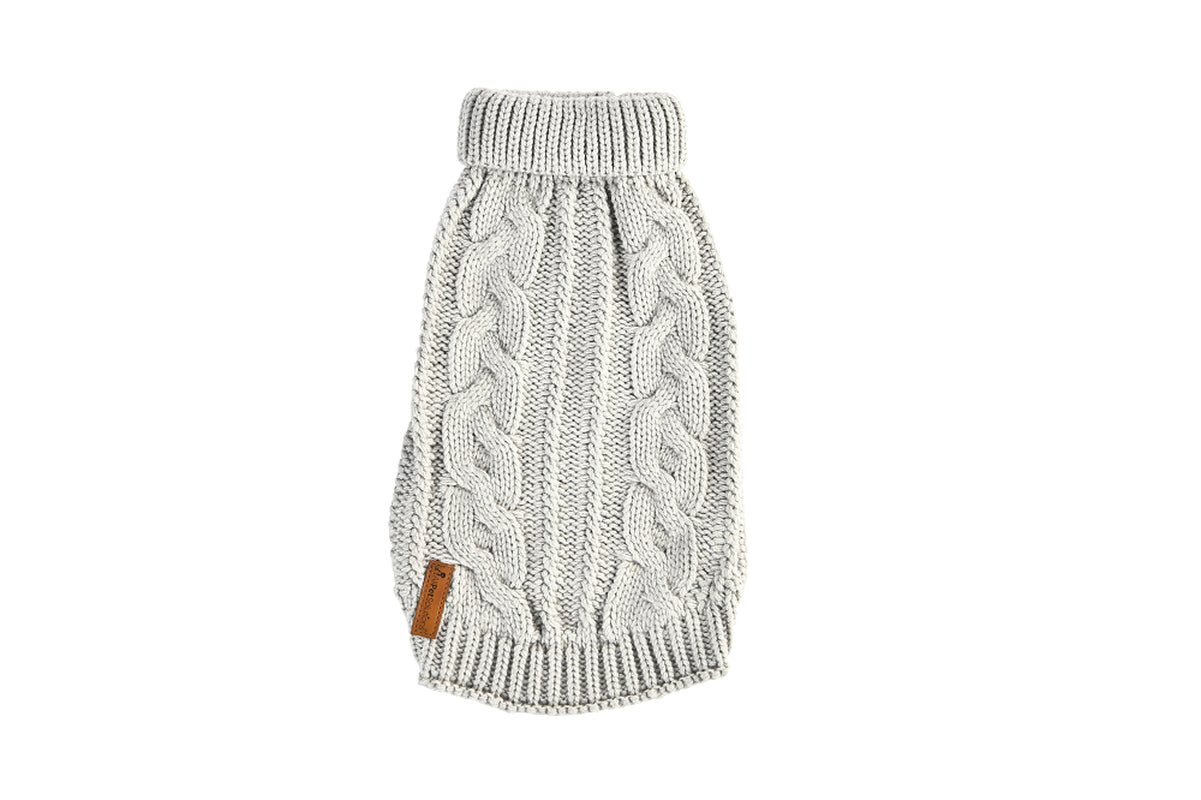 Dog Luxury Knitted Fitted Warm Jumper in Grey Brown Cream Sizes 25,35,40Cm S/M/L