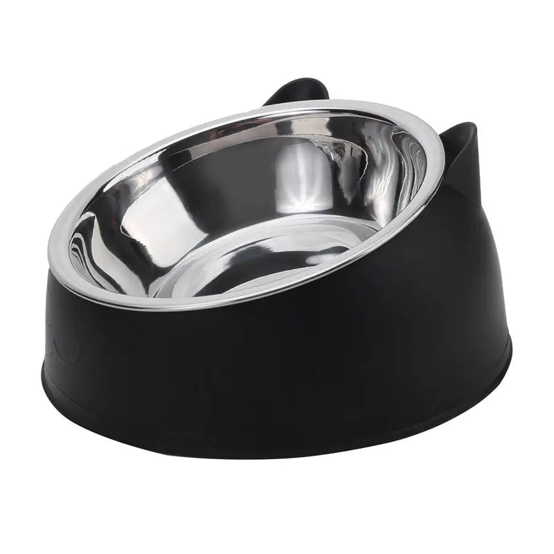 Cat Bowl Lovely Creative Inclined Kitten Puppy Food Feeding Bowls Stainless Steel Cats Drinking Feeder Pet Dogs Cats Feeders