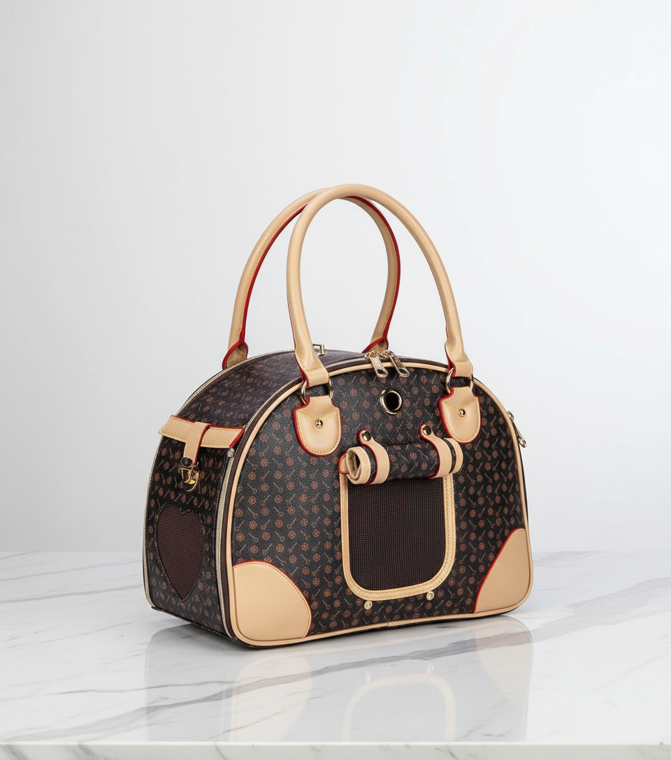 Premium pet carrier on marble